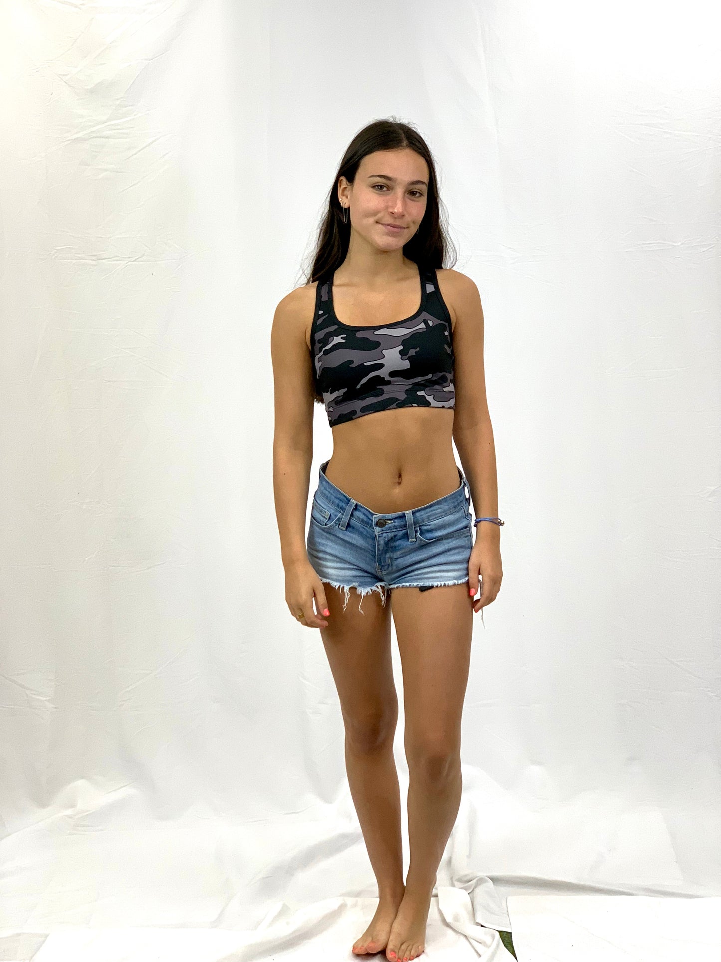 Gray Camo Sports Bra