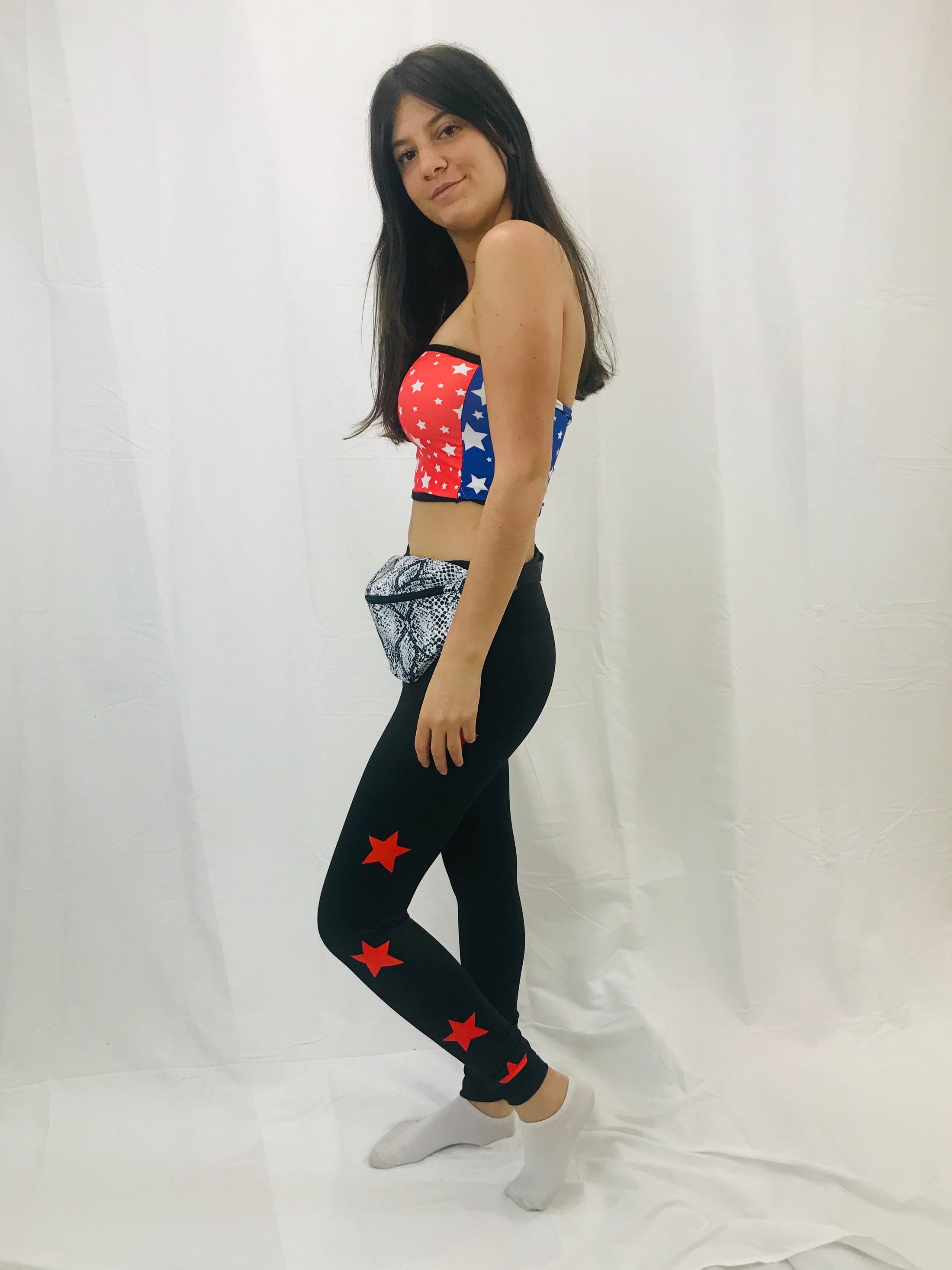 Red & Blue Split Stars Tube Top