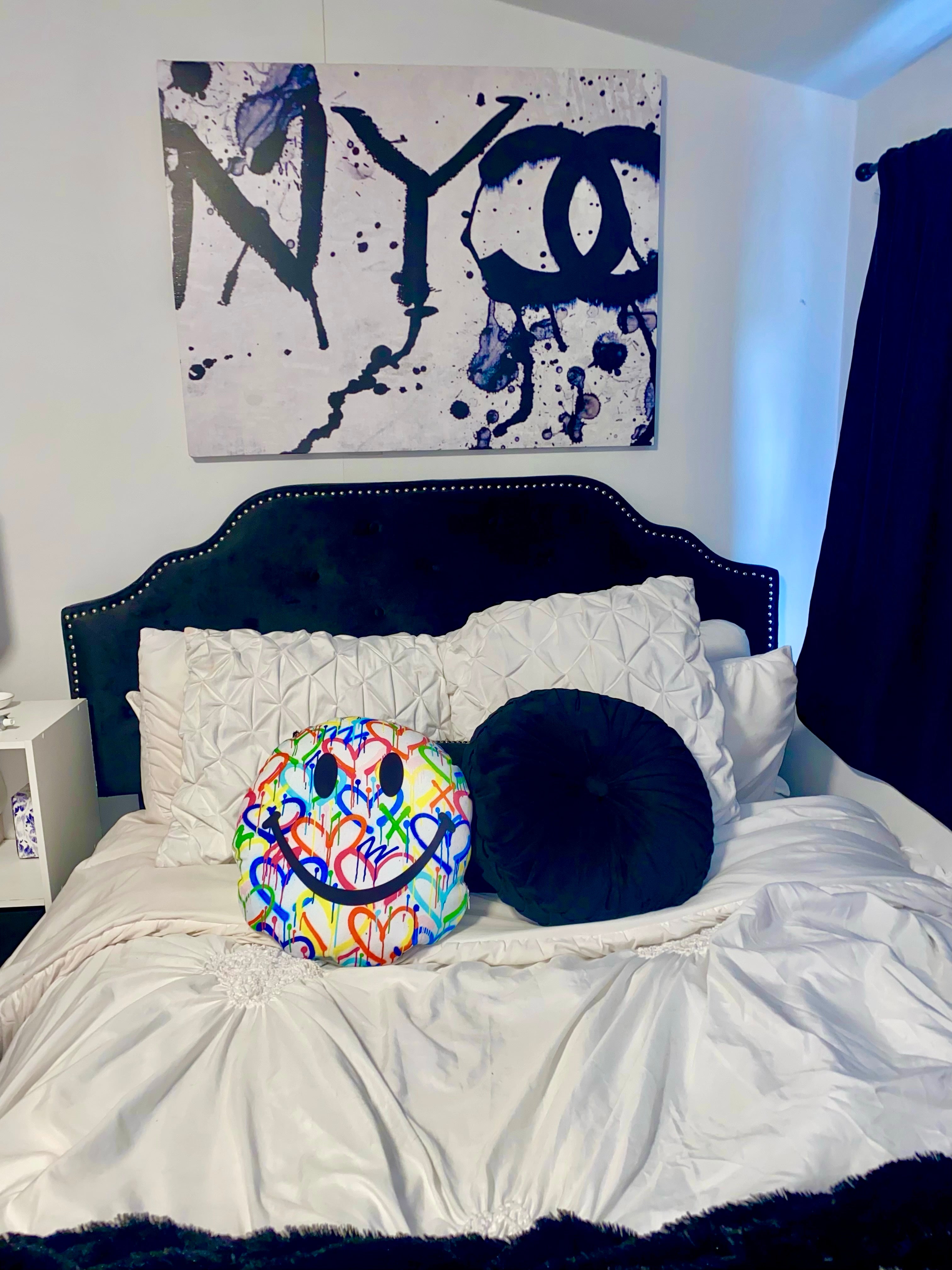 Rainbow Graffiti Hearts Happy Face Painting Pillow
