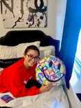Load image into Gallery viewer, Rainbow Graffiti Hearts Happy Face Painting Pillow
