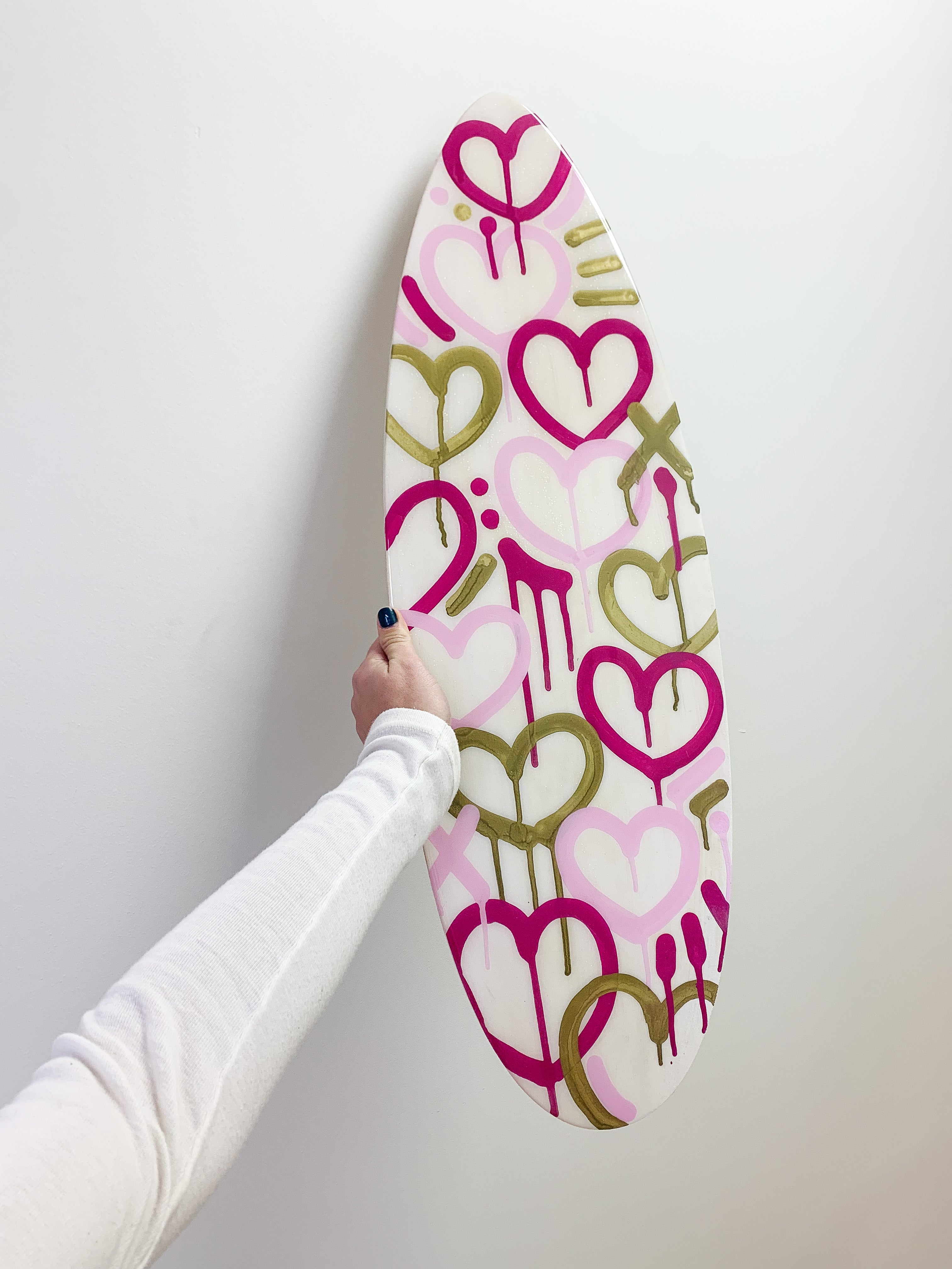 Pink & Gold Electric Love Mini Surfboard