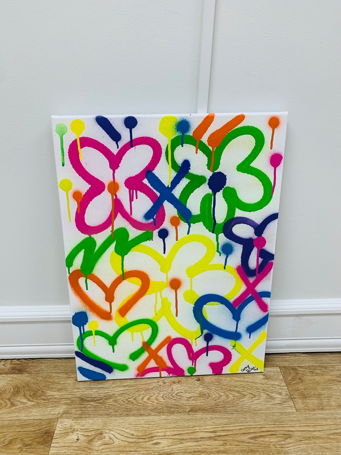 Rainbow Spray Paint Flowers & Hearts