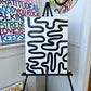Black & White Abstract Lines Painting