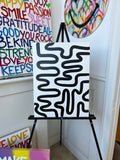 Black & White Abstract Lines Painting