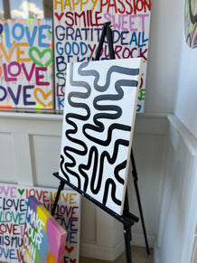 Black & White Abstract Lines Painting