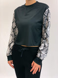 Load image into Gallery viewer, Snakeskin Sleeves Cropped Crew Neck Sweatshirt
