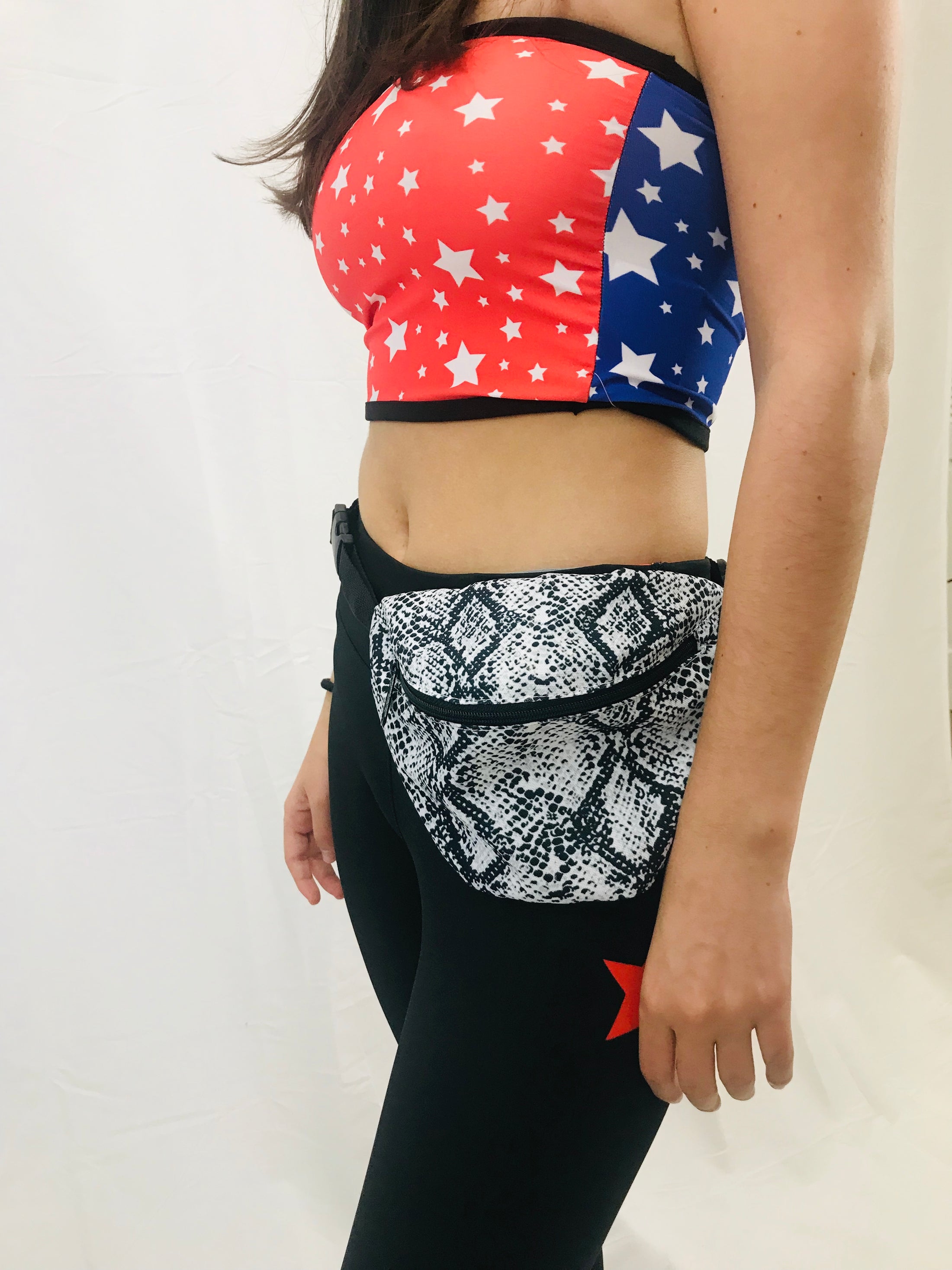 Red & Blue Split Stars Tube Top