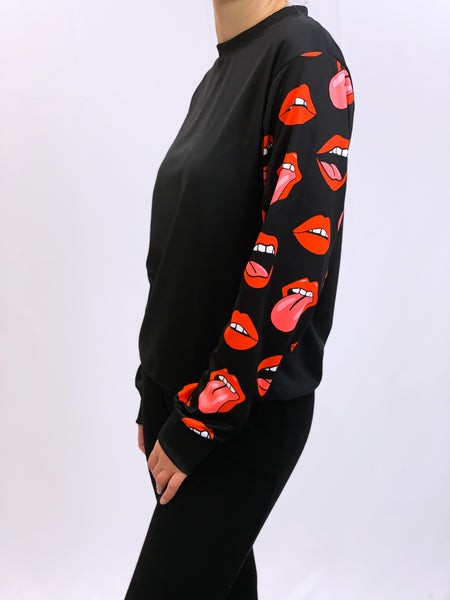 Tongues Out Sleeves Crew Neck Sweatshirt