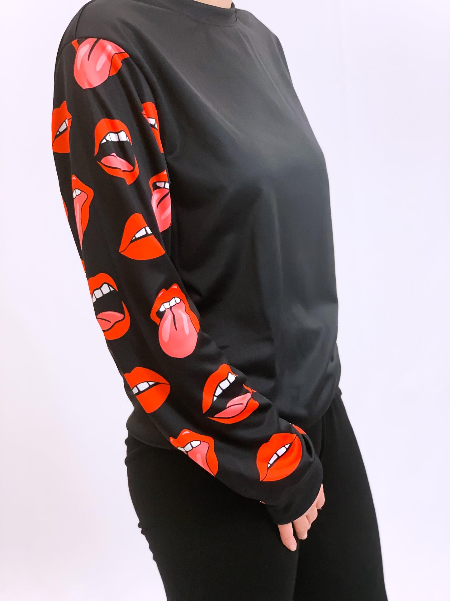 Tongues Out Sleeves Crew Neck Sweatshirt