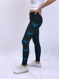 Blue Butterflies Black Leggings