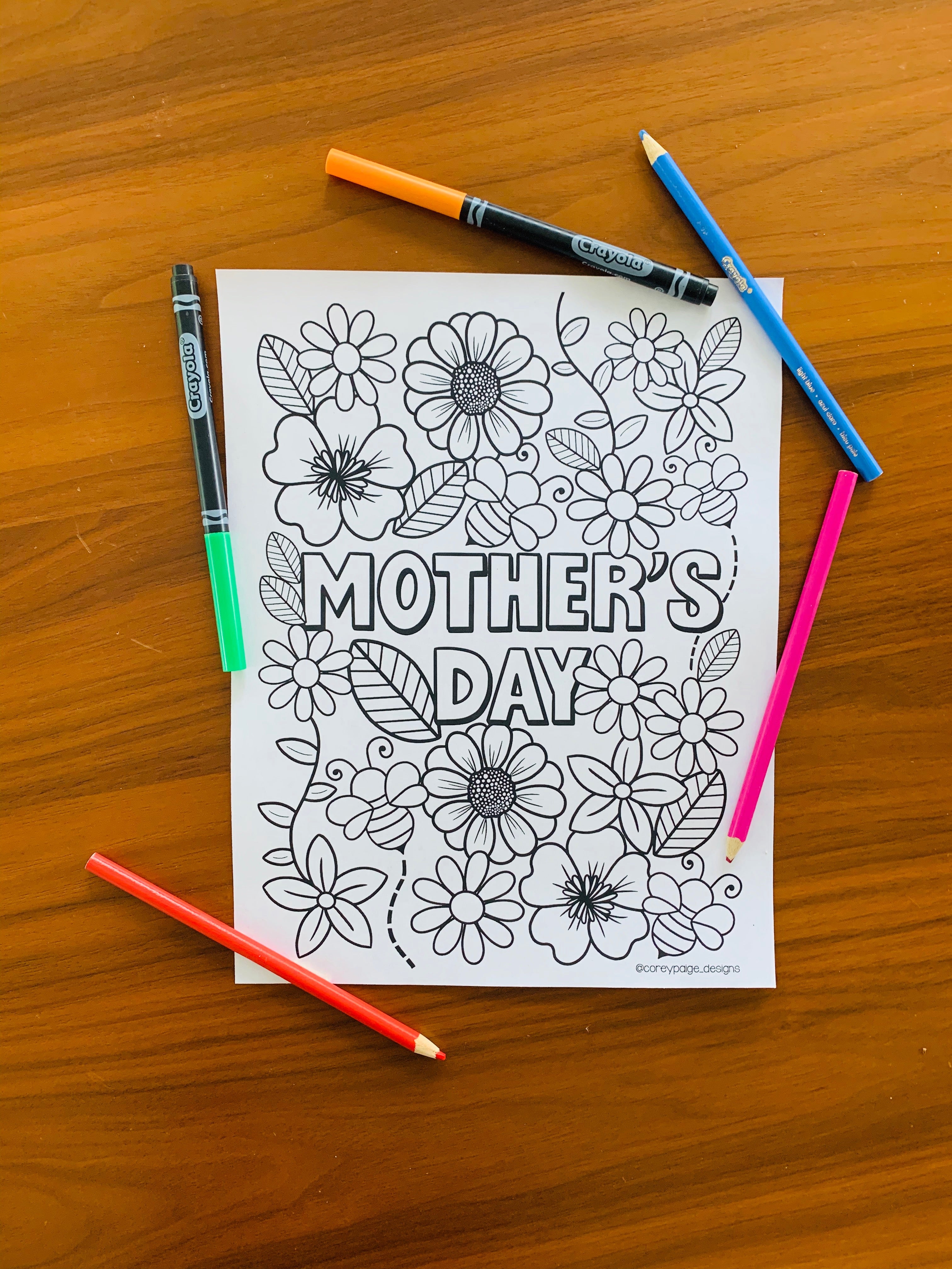 Mother's Day Flowers Coloring Sheet