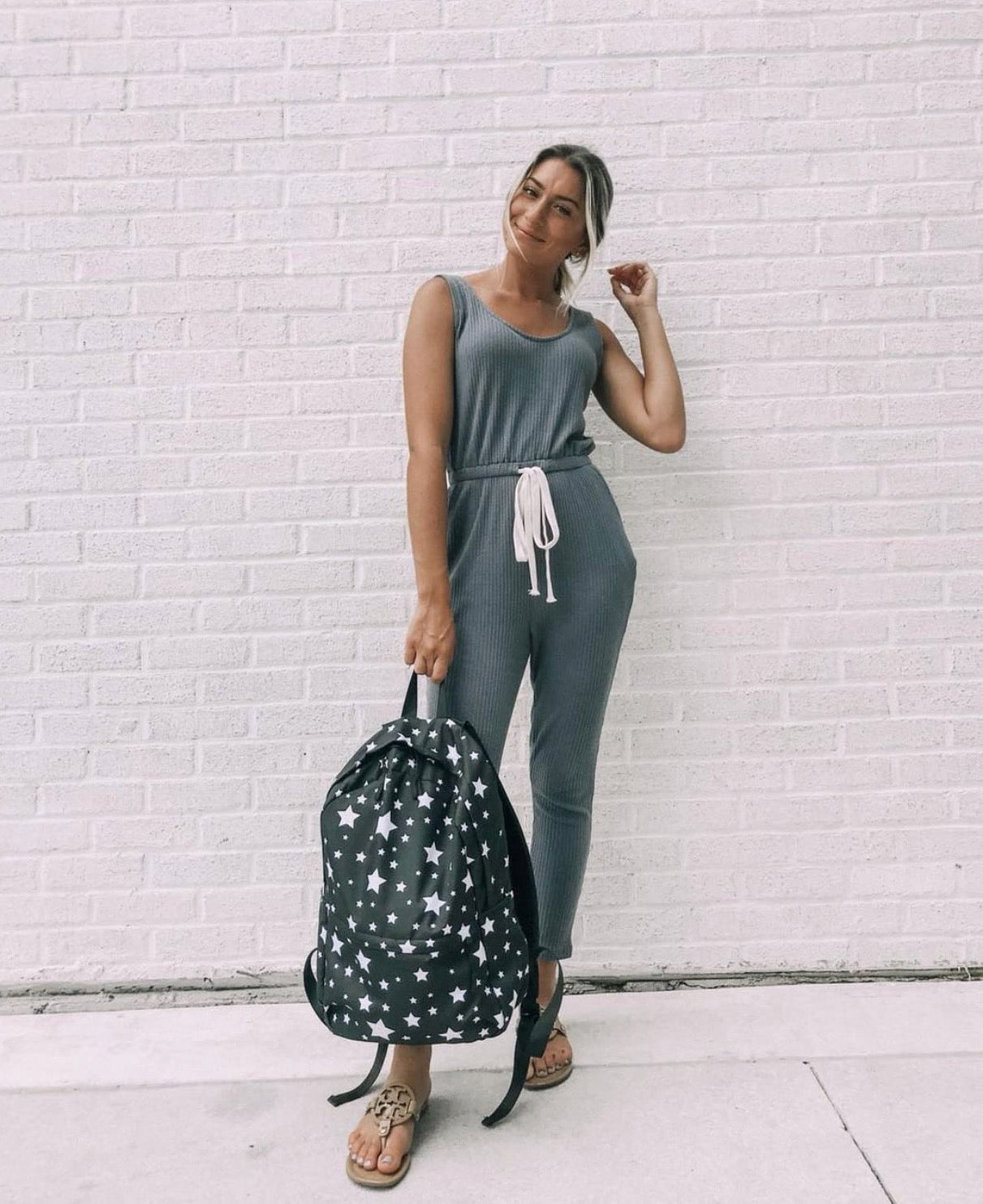 White Stars on Black Backpack