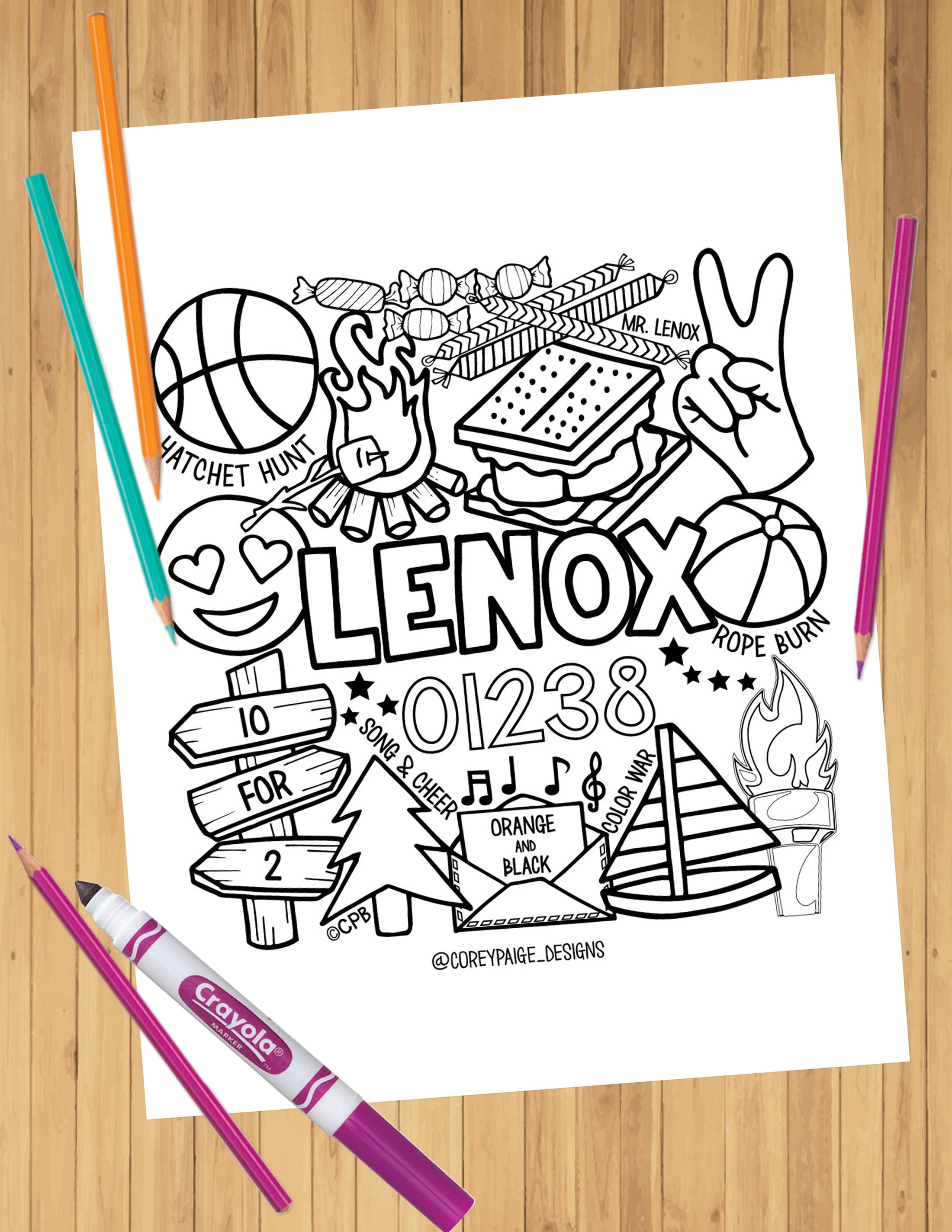 Camp Collage Coloring Sheets
