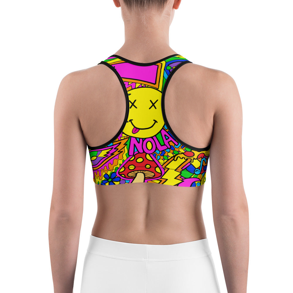 Mardi Gras Collage Sports Bra