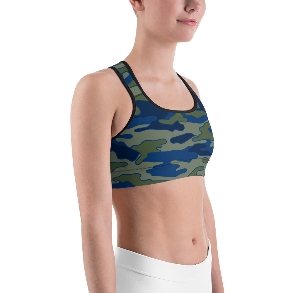 Inspired Activewear, Halter Sports Bra in Olive Camouflage