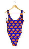 Load image into Gallery viewer, Orange Lips on Blue One-Piece
