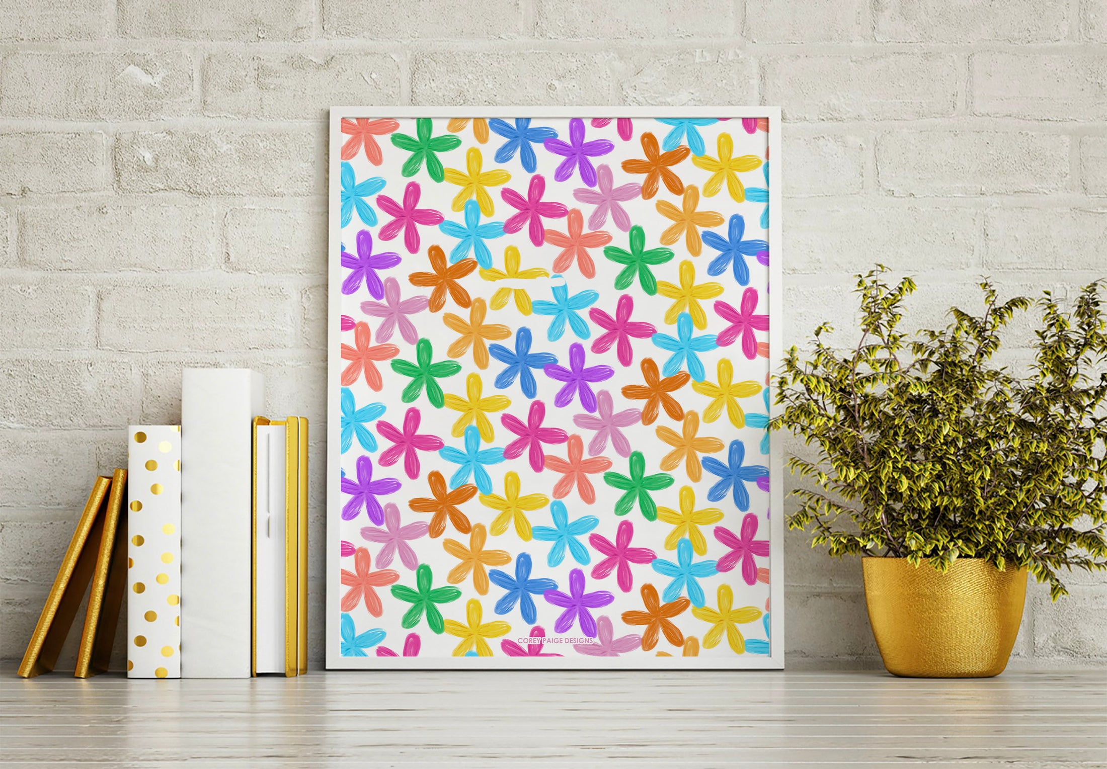 Colorful Painted Flowers Framed Print