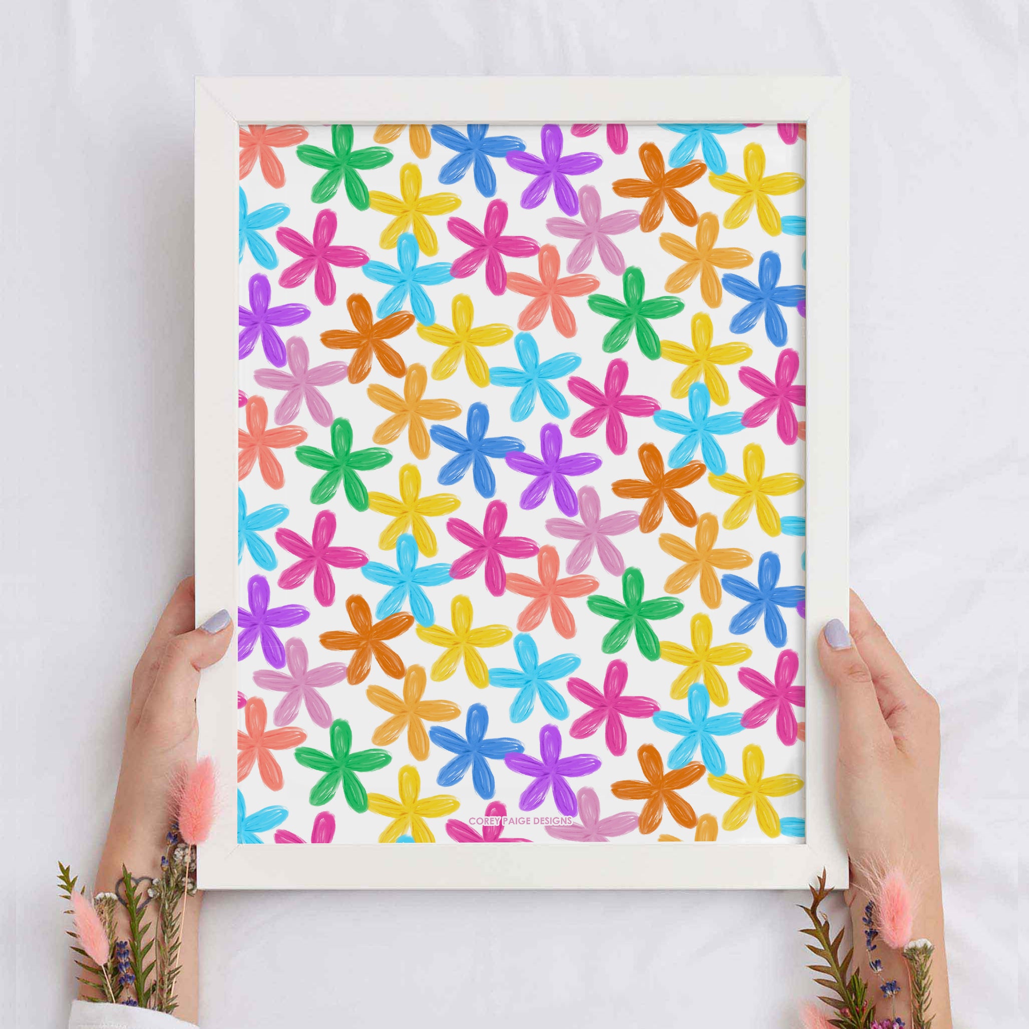 Colorful Painted Flowers Framed Print