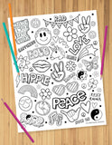 Peace and Love Coloring Sheet