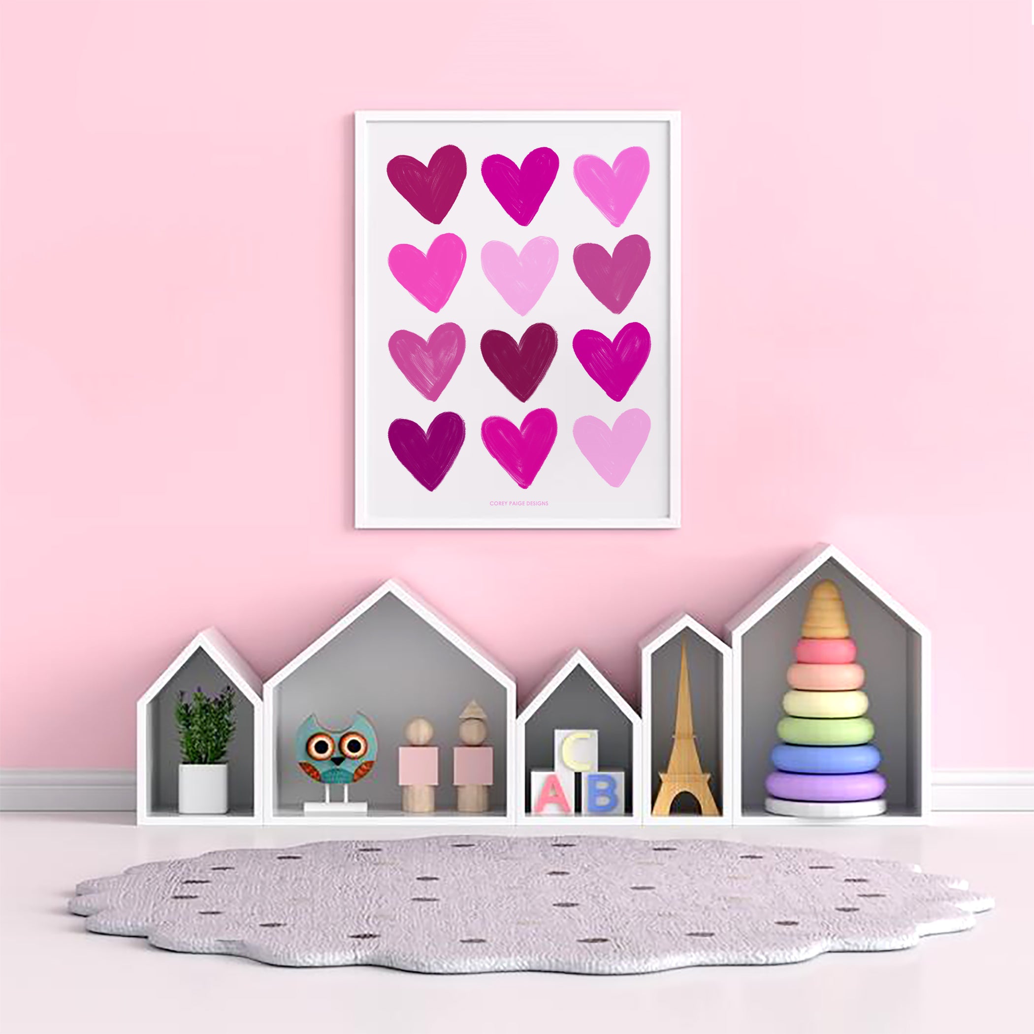 Painted Hearts Framed Print