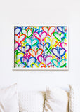 Rainbow Graffiti Hearts Framed Print