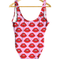 Red Lips on Pink One-Piece
