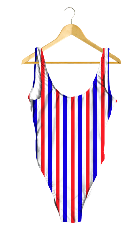 Red, White & Blue Striped One-Piece