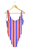 Red, White & Blue Striped One-Piece