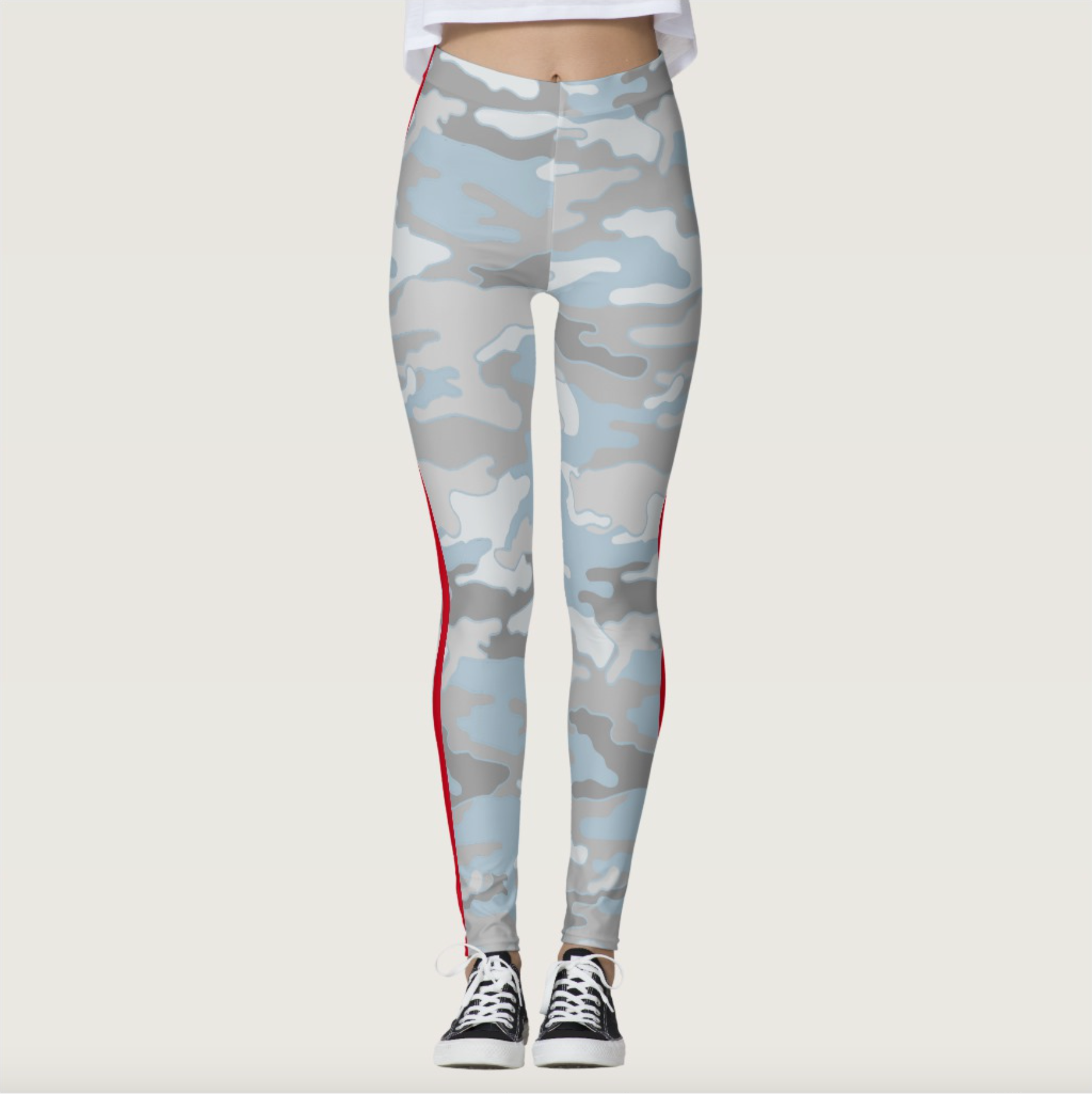 Camo leggings with red stripe outlet
