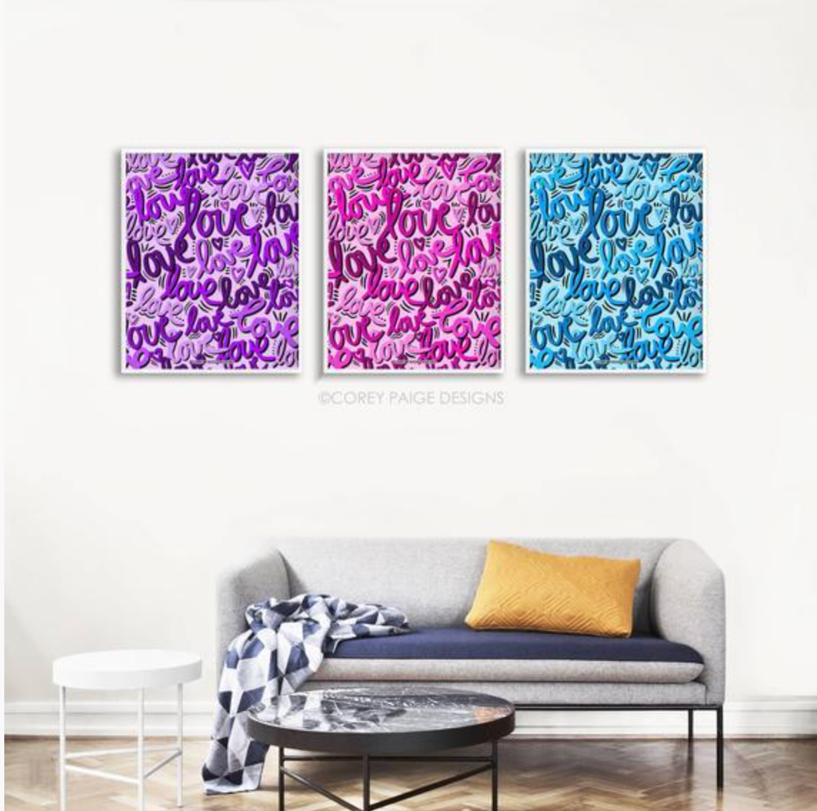 Graffiti Love Framed Print Purple