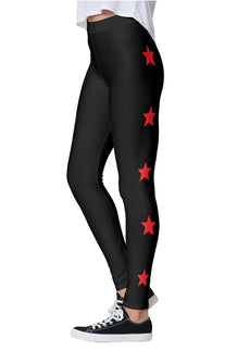 Red & Black Side Stars Leggings