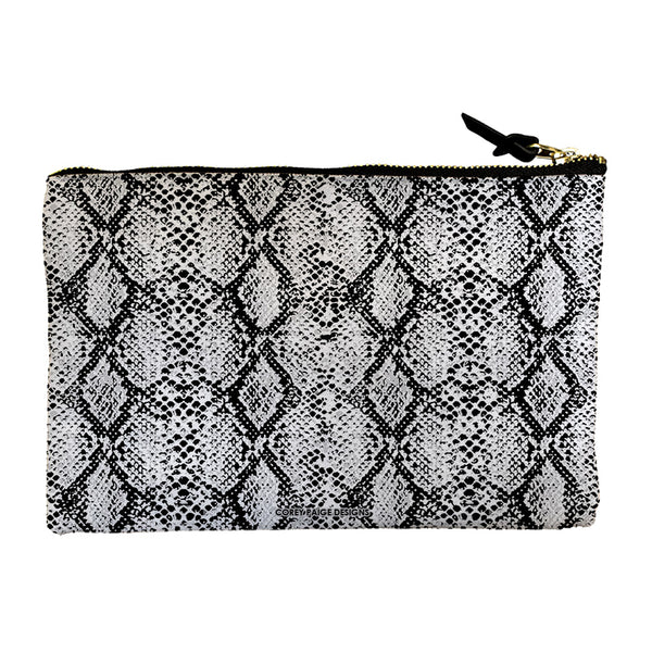 Gray Snakeskin Accessory Pouch