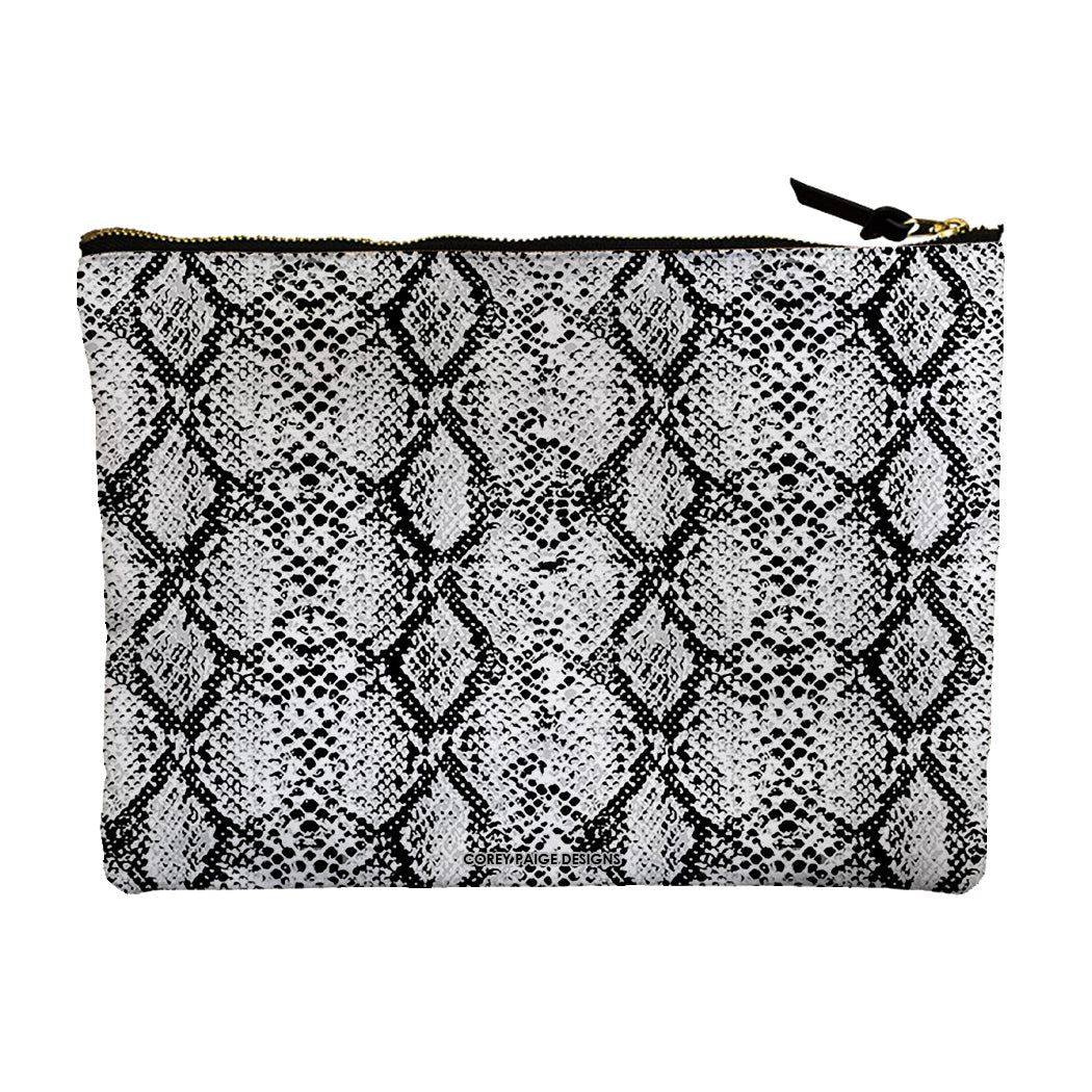 Gray Snakeskin Accessory Pouch