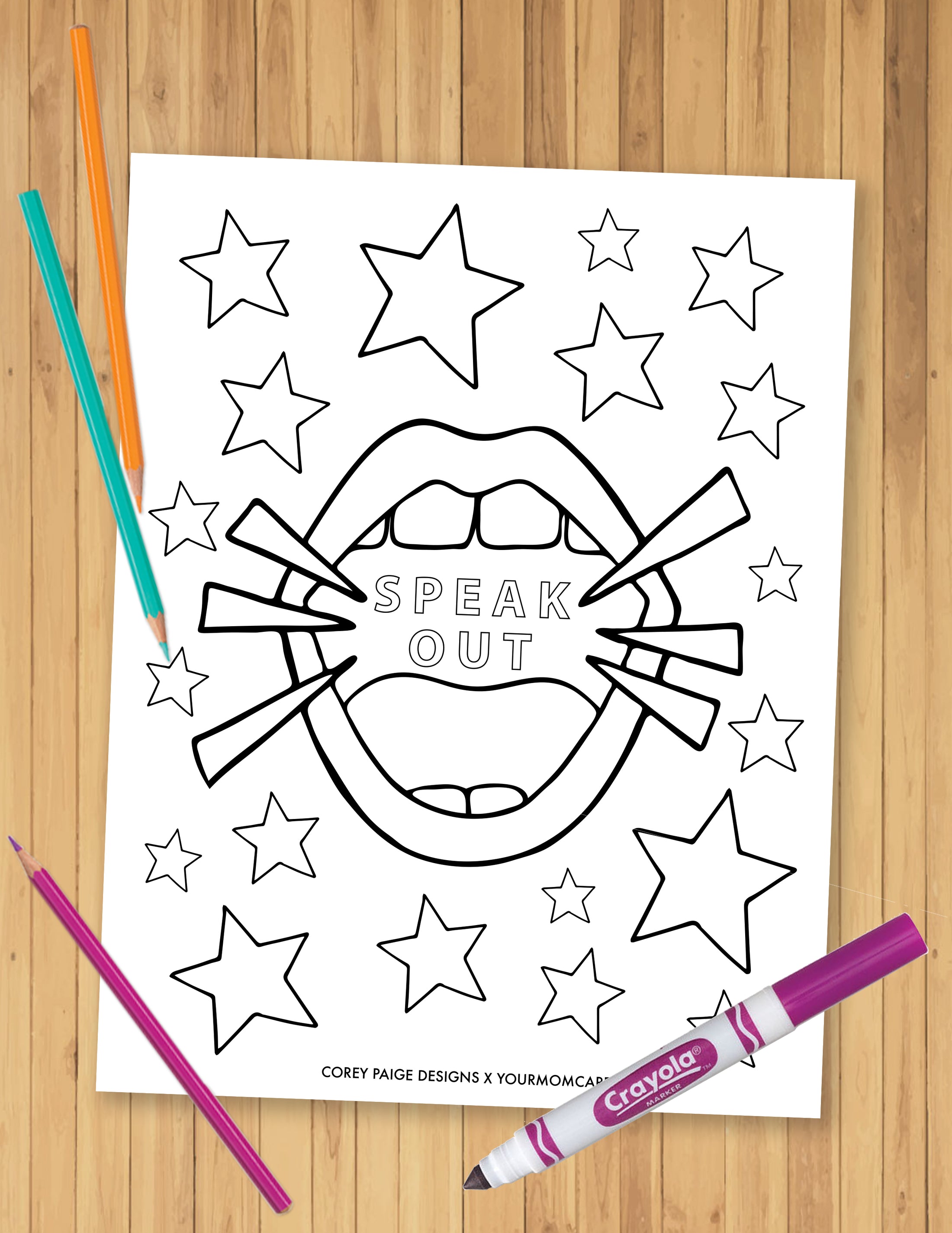 Speak Out Mouth Coloring Sheet