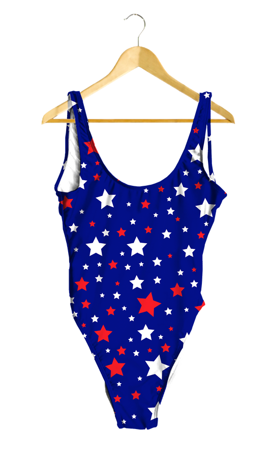 Red & White Stars on Blue One-Piece