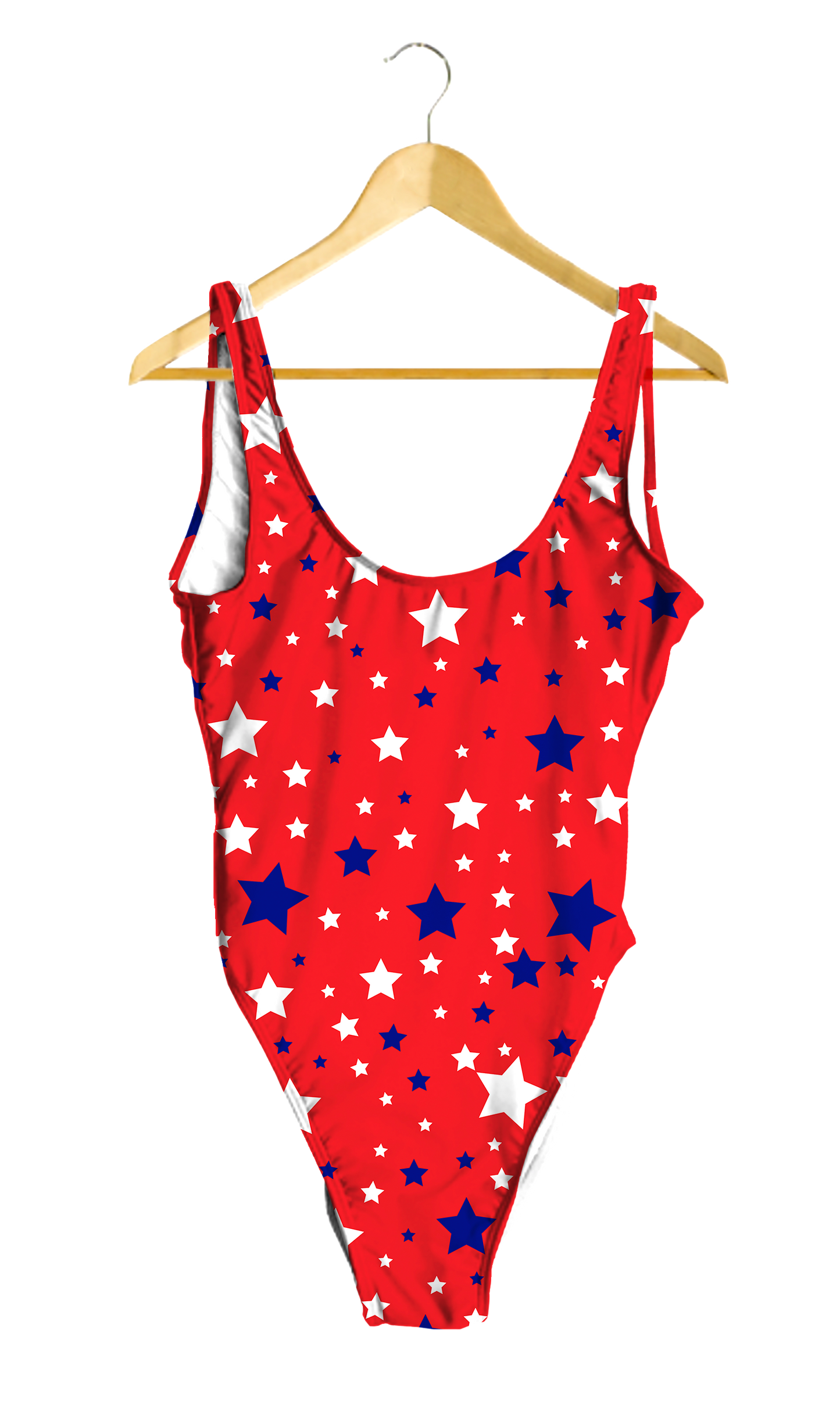 White & Blue Stars on Red One-Piece