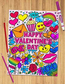 Valentine’s Day Collage Coloring Sheet