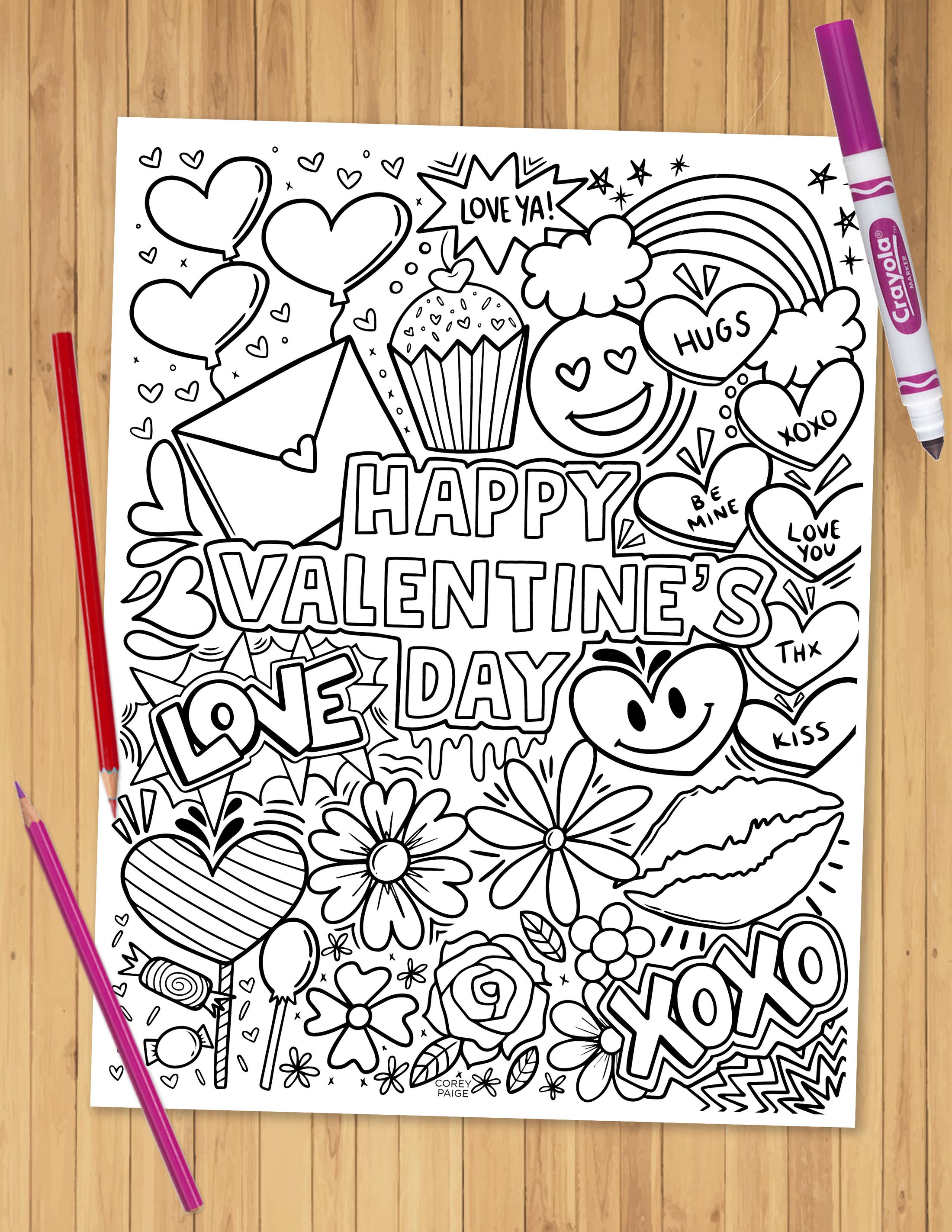 Valentine's Day Coloring Sheet Pack