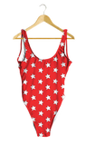 White Stars on Red One-Piece