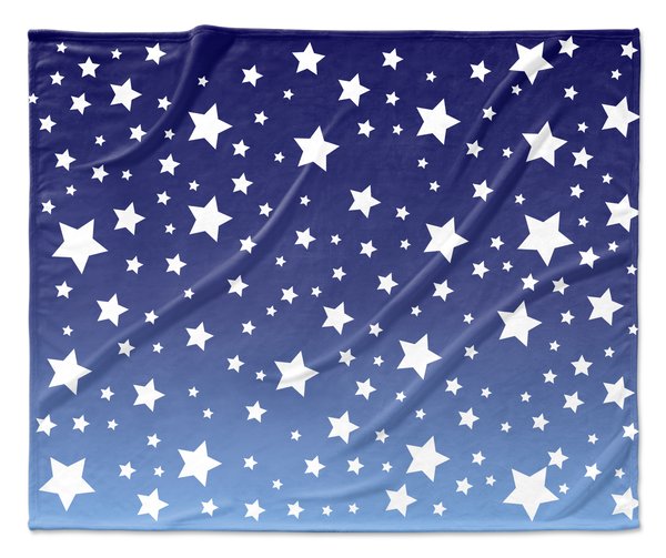 White Stars Blue Ombre Blanket