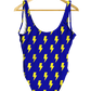 Yellow Lightning Bolts on Blue One-Piece
