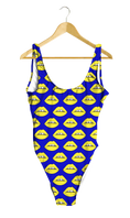 Load image into Gallery viewer, Yellow Lips on Blue One-Piece
