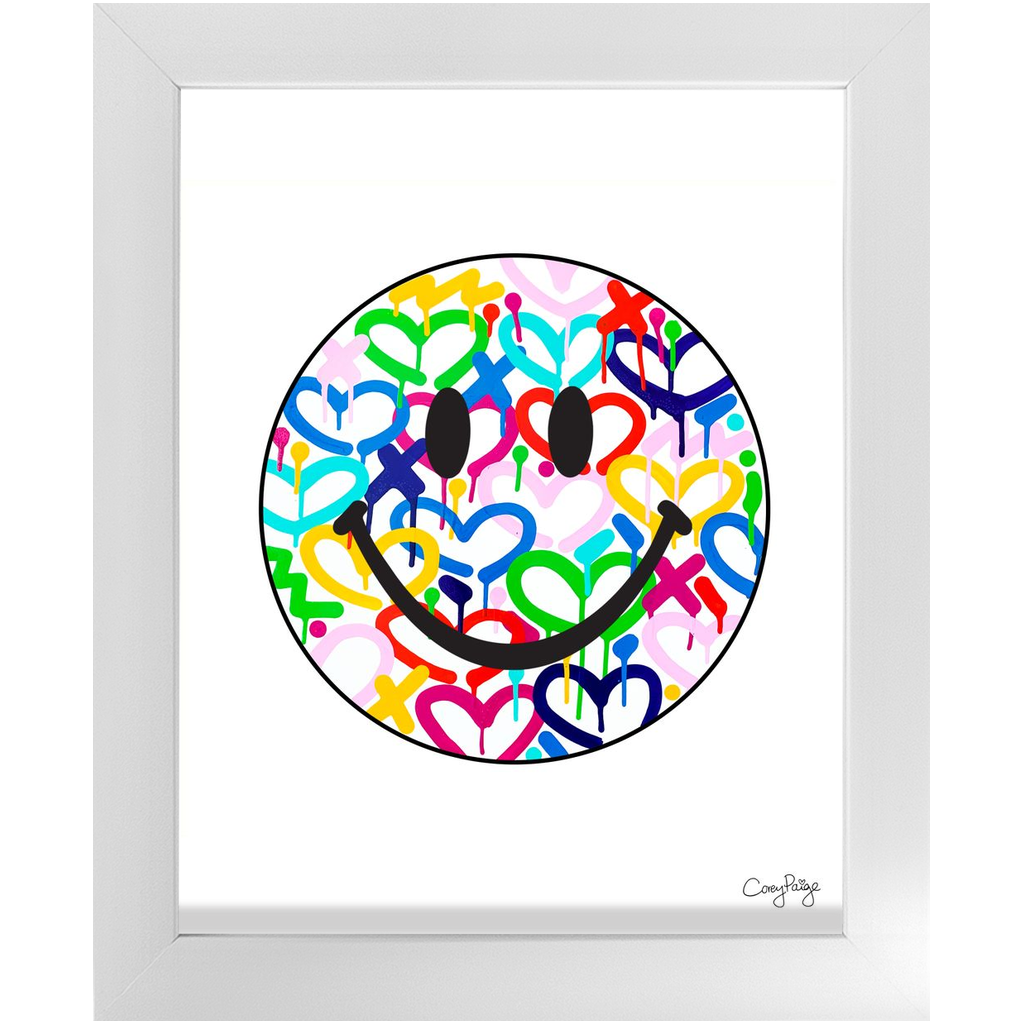 Rainbow Electric Love Happy Face Framed Print
