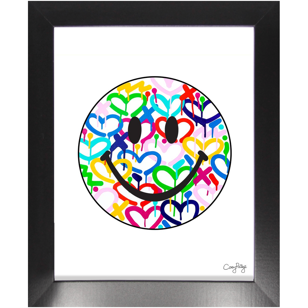 Rainbow Electric Love Happy Face Framed Print