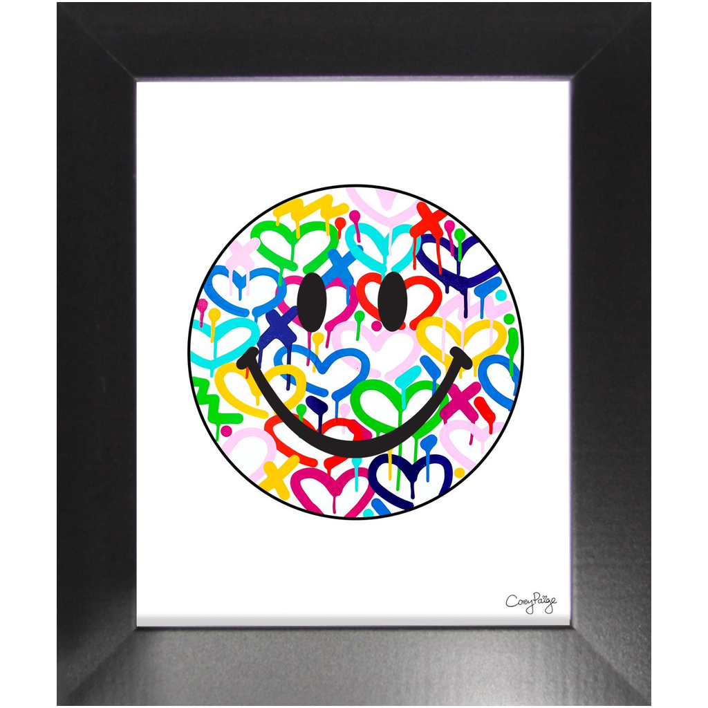 Rainbow Electric Love Happy Face Framed Print