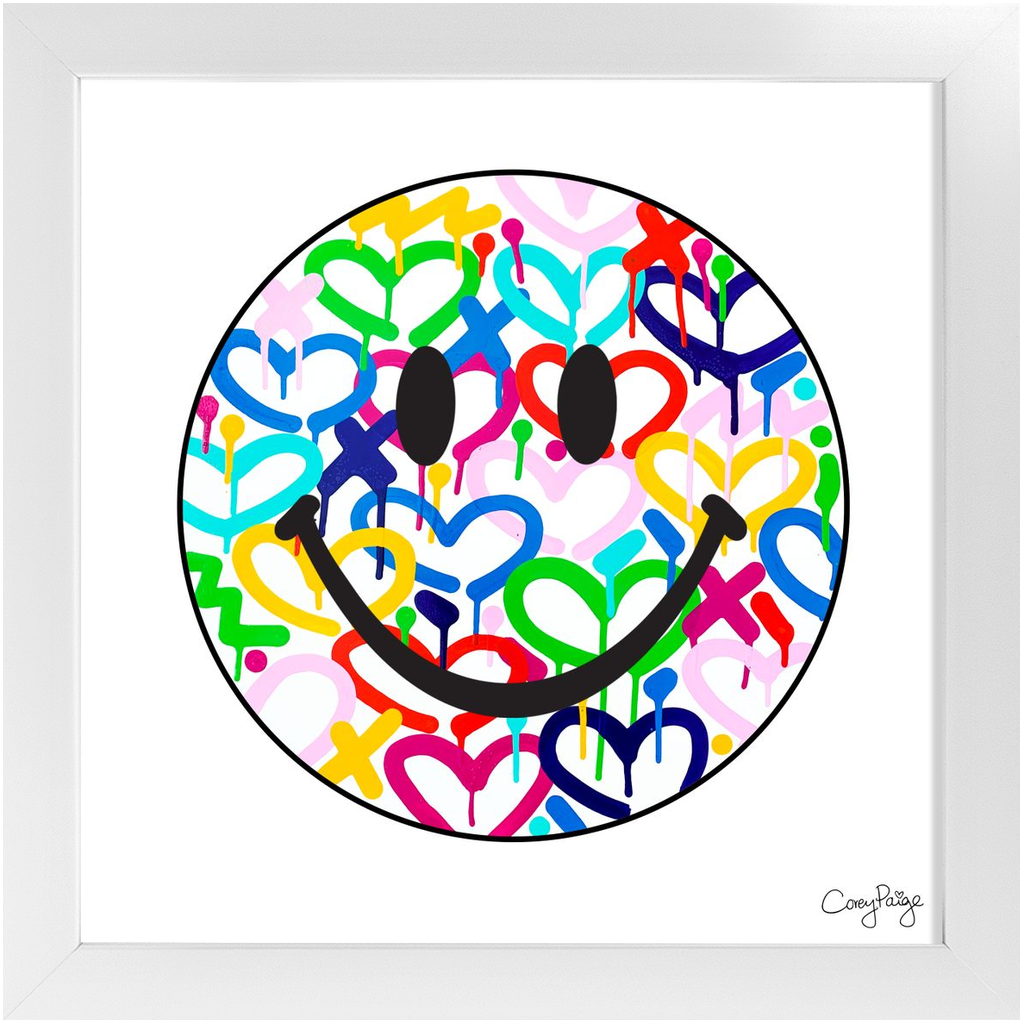Rainbow Electric Love Happy Face Framed Print