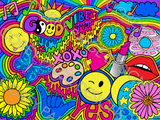 Hippie Collage Coloring Sheet