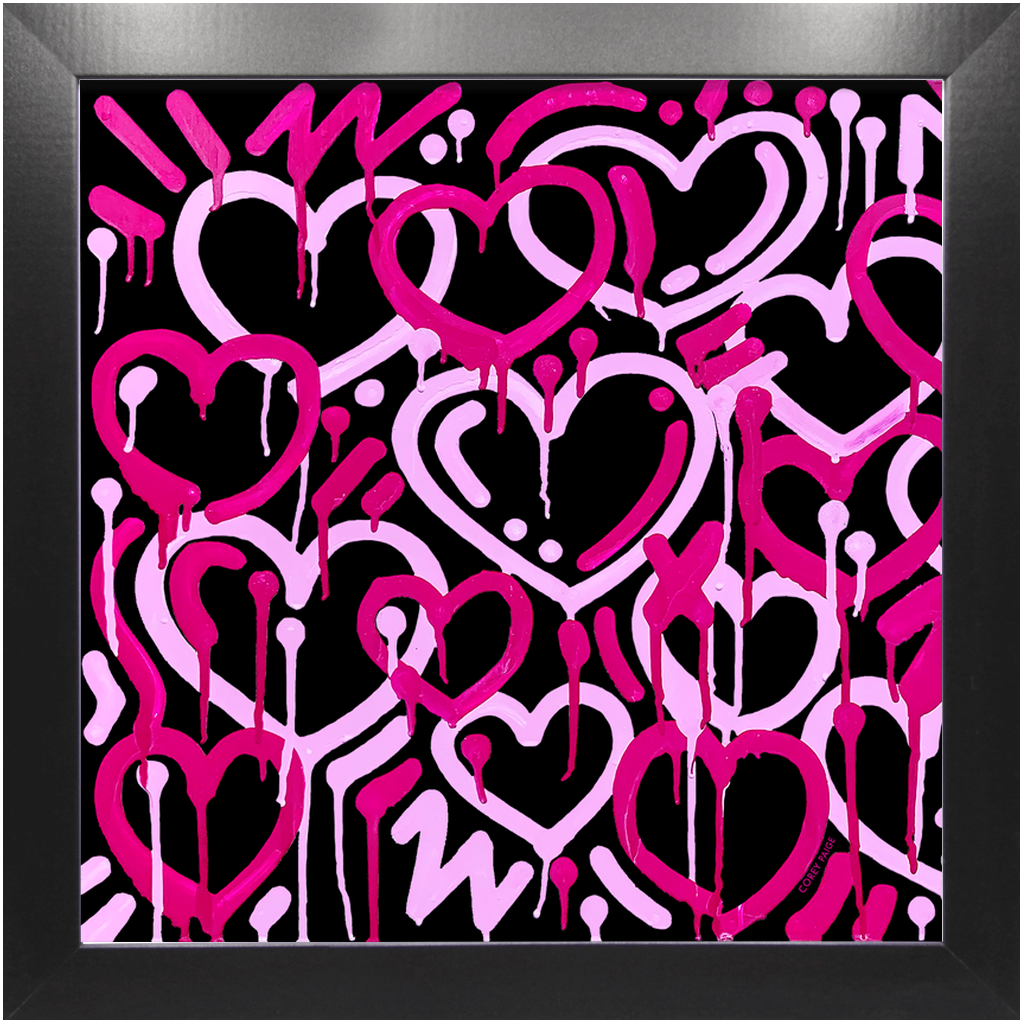 Pink & Black Electric Love Framed Print