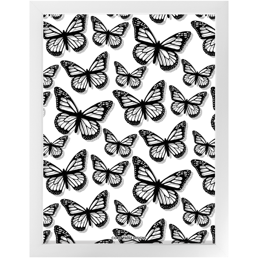 Black Butterflies Framed Print