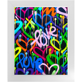 Rainbow & Black Love & Hearts Framed Print